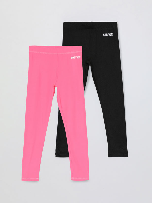 Pack of 2 pairs of long thermal sports leggings