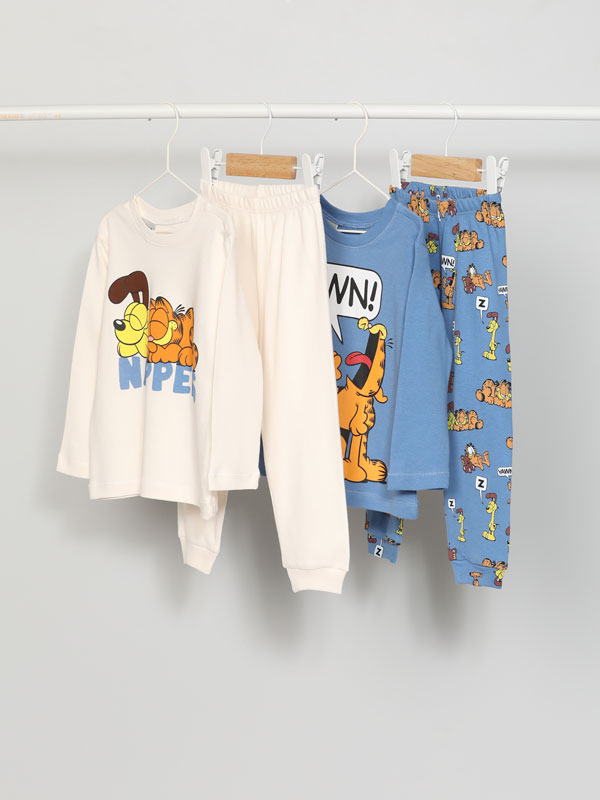 Pijama konjunto estanpatuak, Garfield ©Nickelodeon, 2ko pack-a