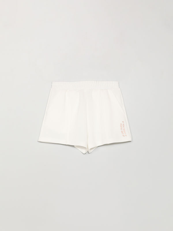 Metallic print tracksuit shorts