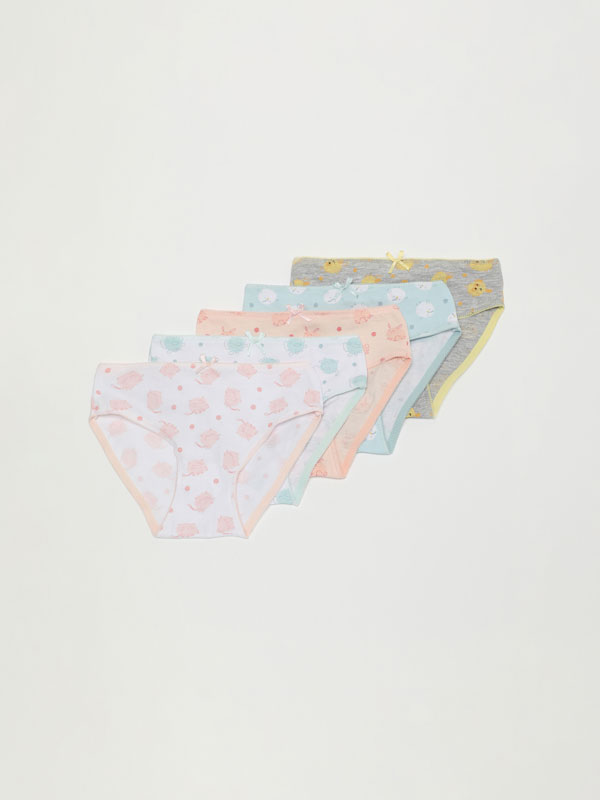 Pack of 5 printed basic briefs
