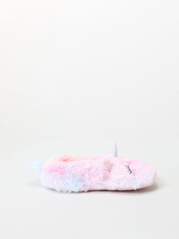 Faux fur unicorn slippers