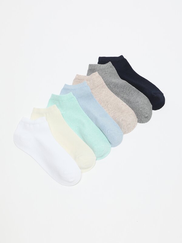 Pack de 7 pares de meias soquetes de cores básicas