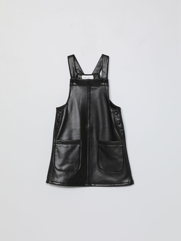 leather pinafore dress h&m