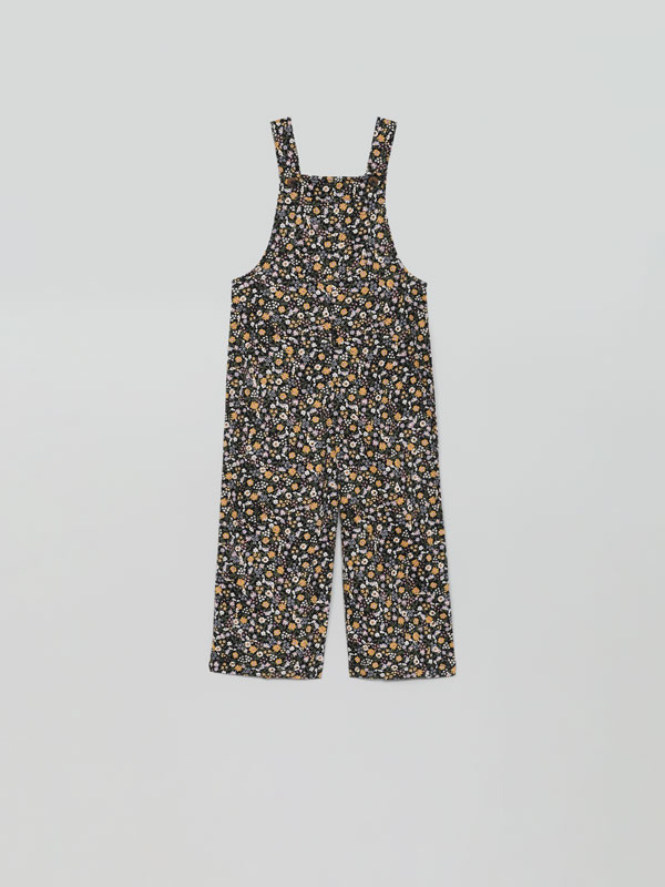 Printed culotte dungarees