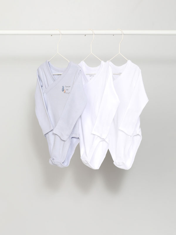 3-pack of assorted plain and printed bodysuits