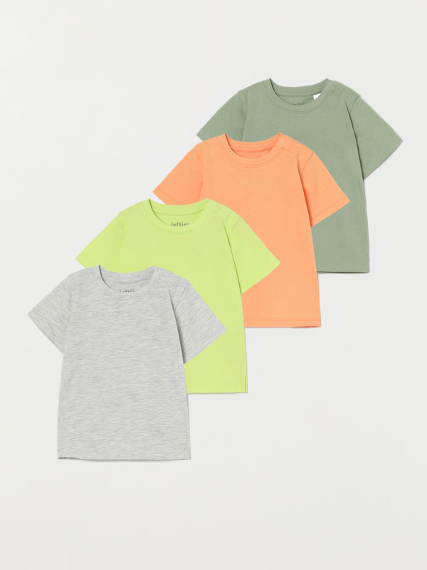Pack of 4 plain short sleeve t-shirts