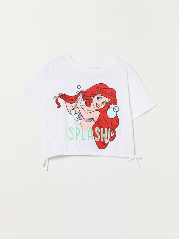 T-shirt cropped estampado A Pequena Sereia ©Disney