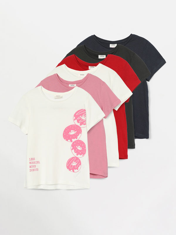 PACK OF 6 PLAIN AND PRINTED SHORT SLEEVE T-SHIRTS