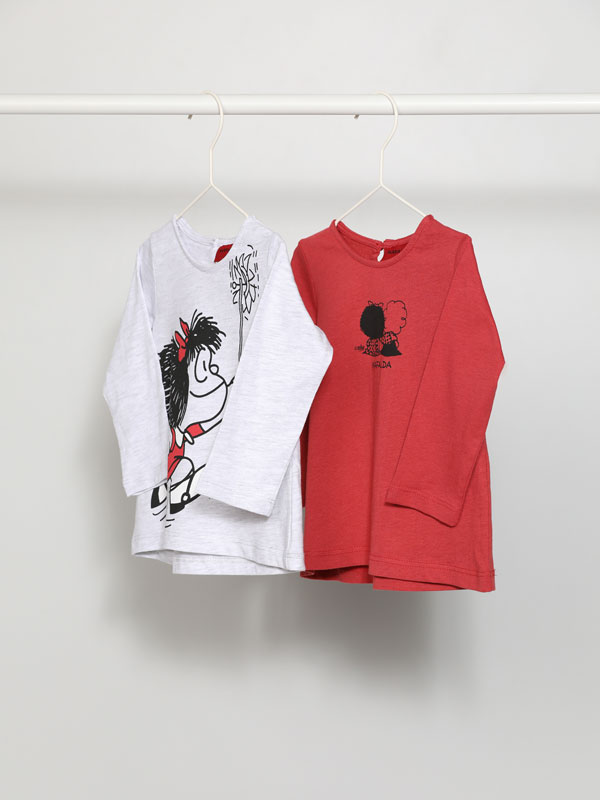 Pack de 2 t-shirts com estampado da Mafalda
