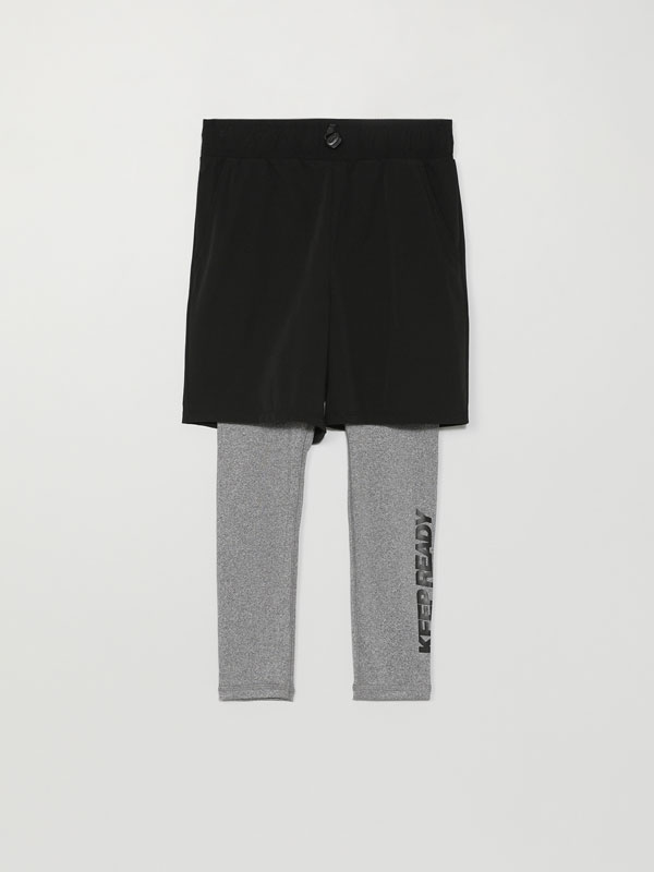 Pantalón curto-leggings 2 en 1 deportivos