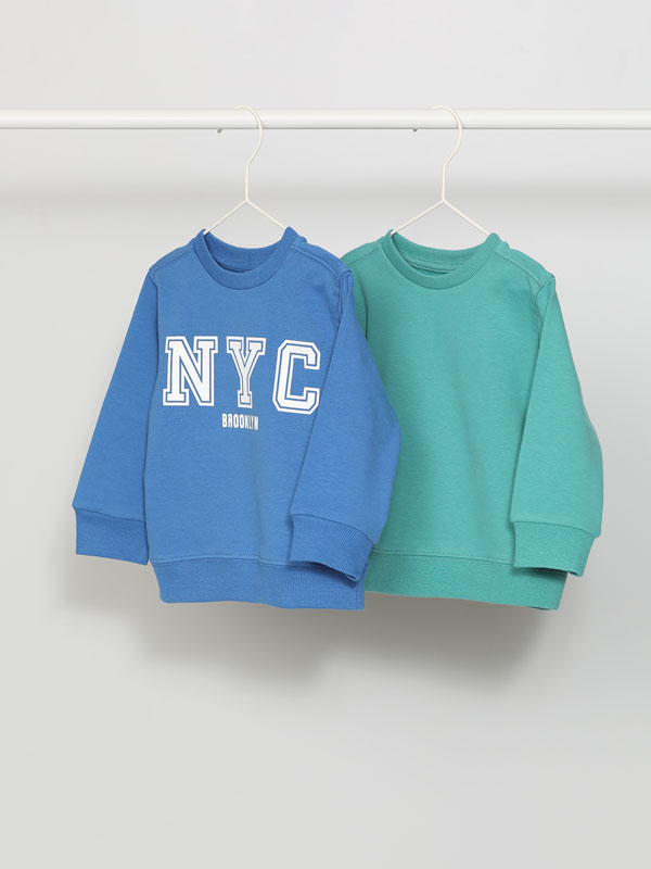 Pack of 2 plain and printed sweatshirts