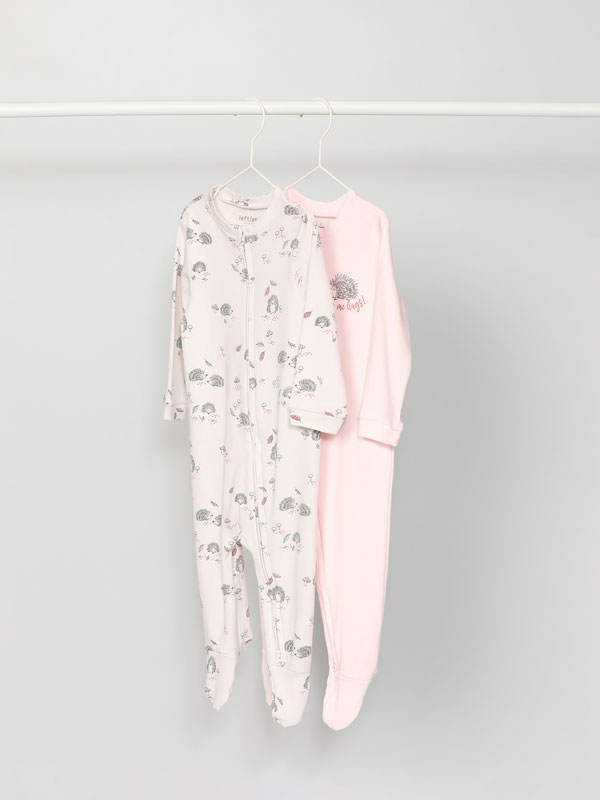 Pack de 2 pijamas estampados con cremallera