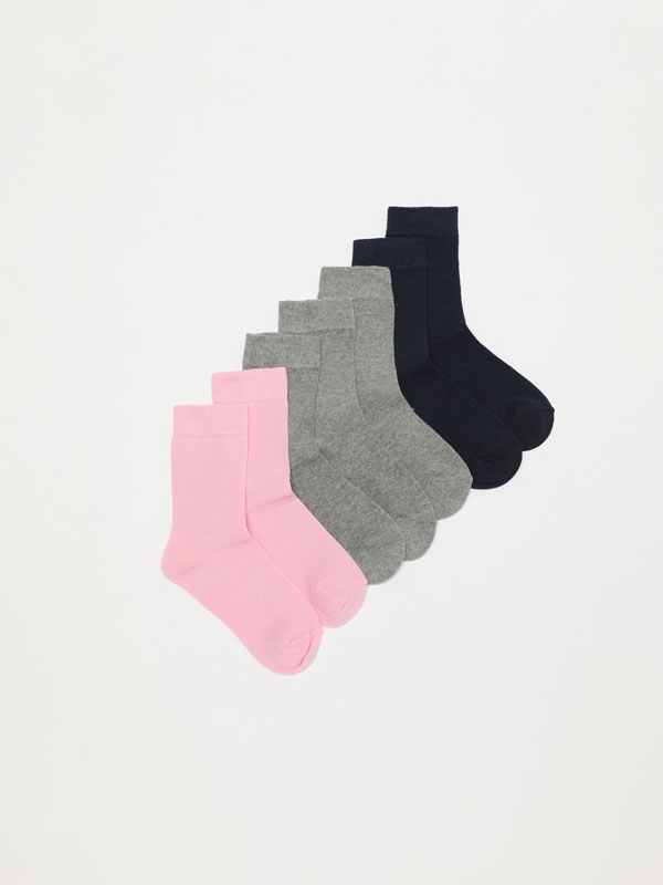 Pack de 7 pares de calcetines largos de colores básicos