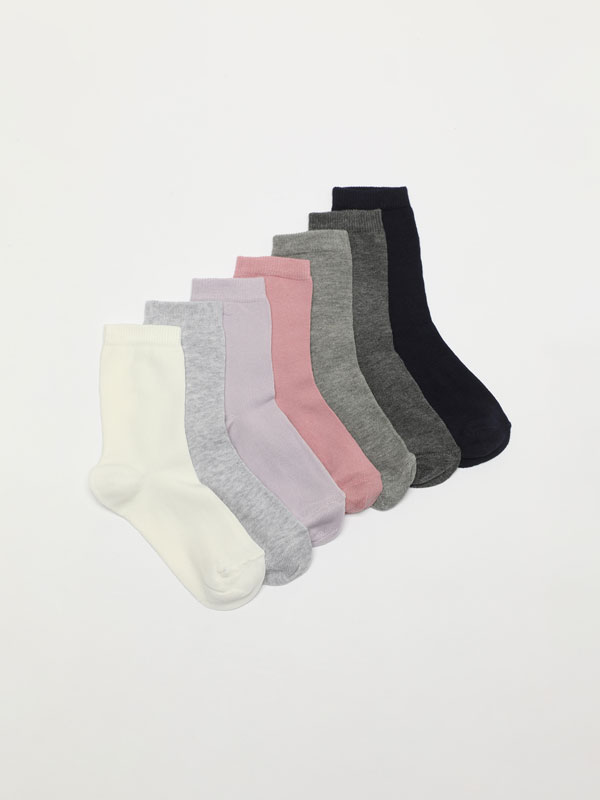 Pack de 7 pares de meias compridas de cores básicas