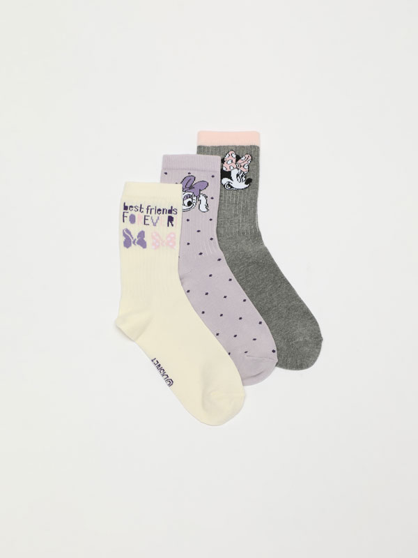 Pack of 3 pairs of Minnie and Daisy ©Disney long socks