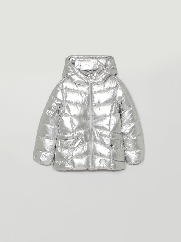 Metallic puffer jacket