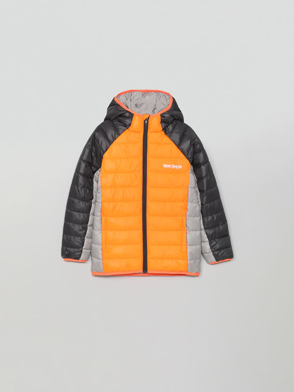 Colour block puffer sports jacket