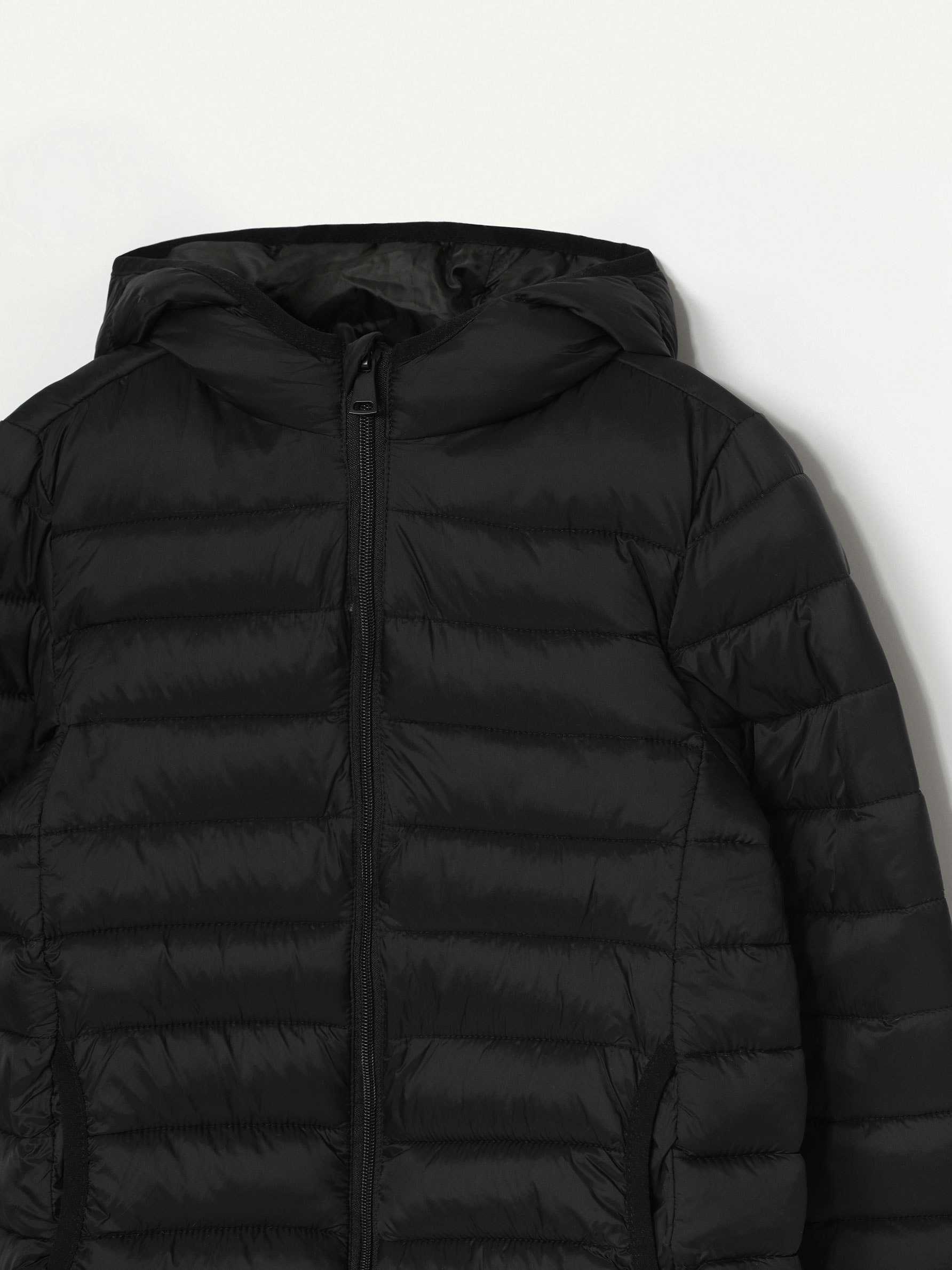 black no hood puffer jacket