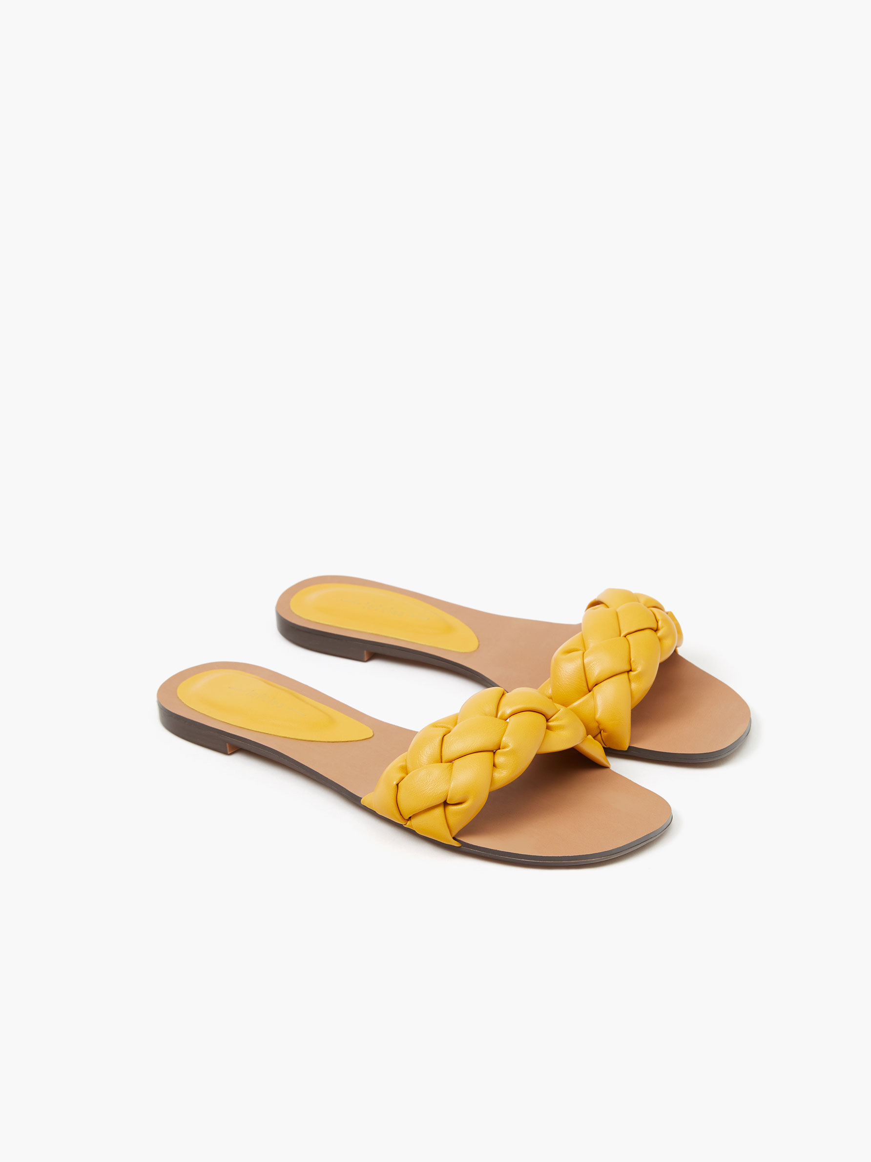 yellow braided sandals