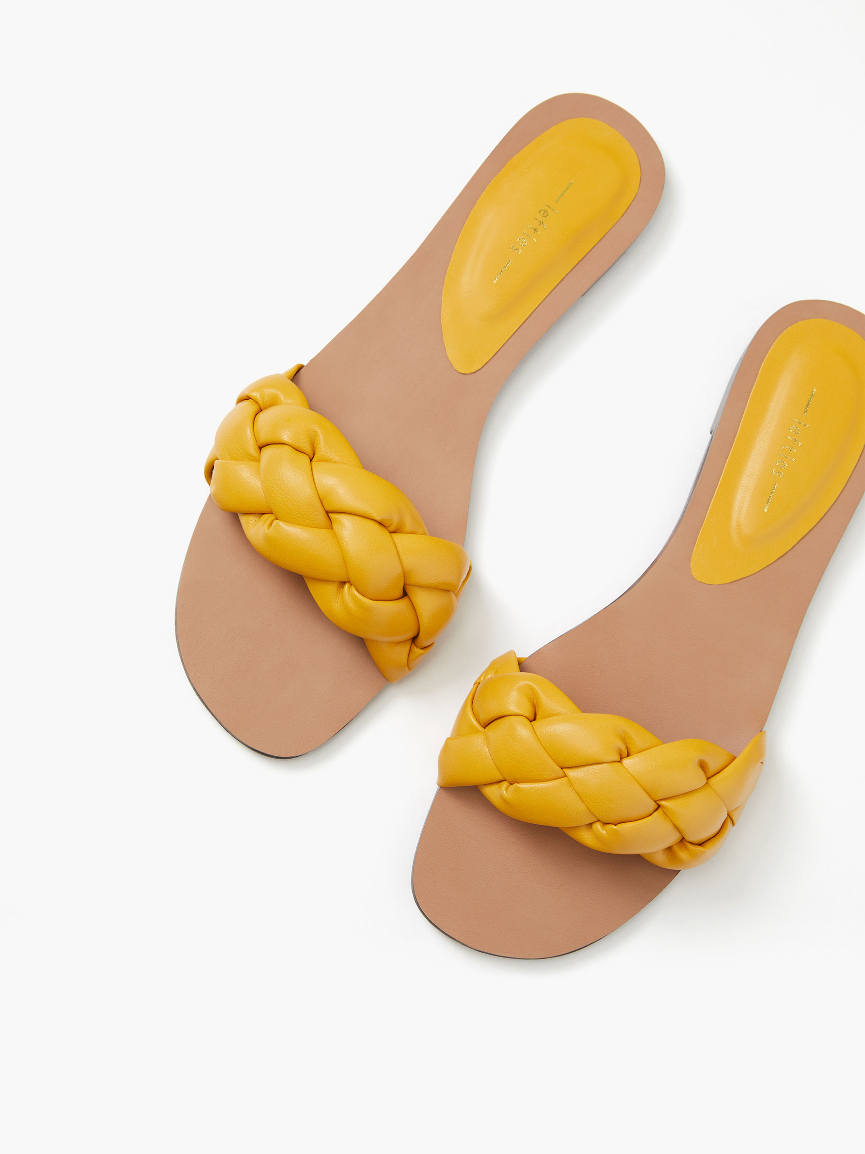 yellow braided sandals