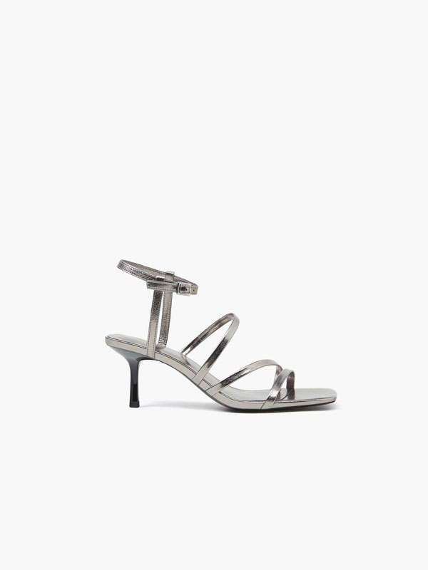 Metallic heeled sandals