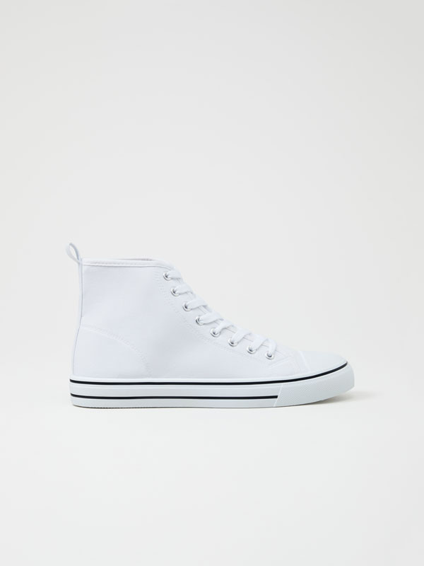 Canvas high-top sneakers with toecap