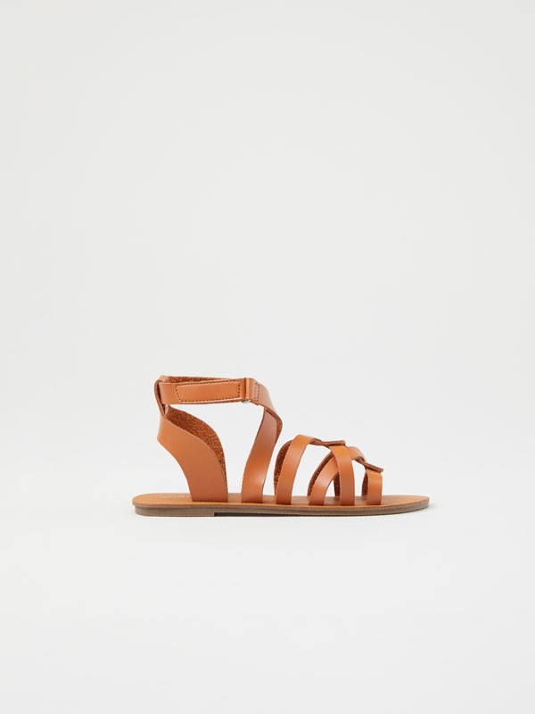 Ankle strap sandals with crossover straps