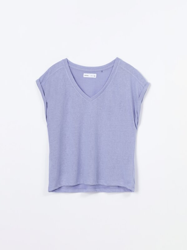 Short sleeve linen-effect T-shirt
