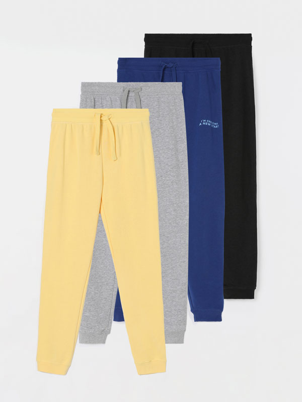 Pack of 4 contrast tracksuit bottoms