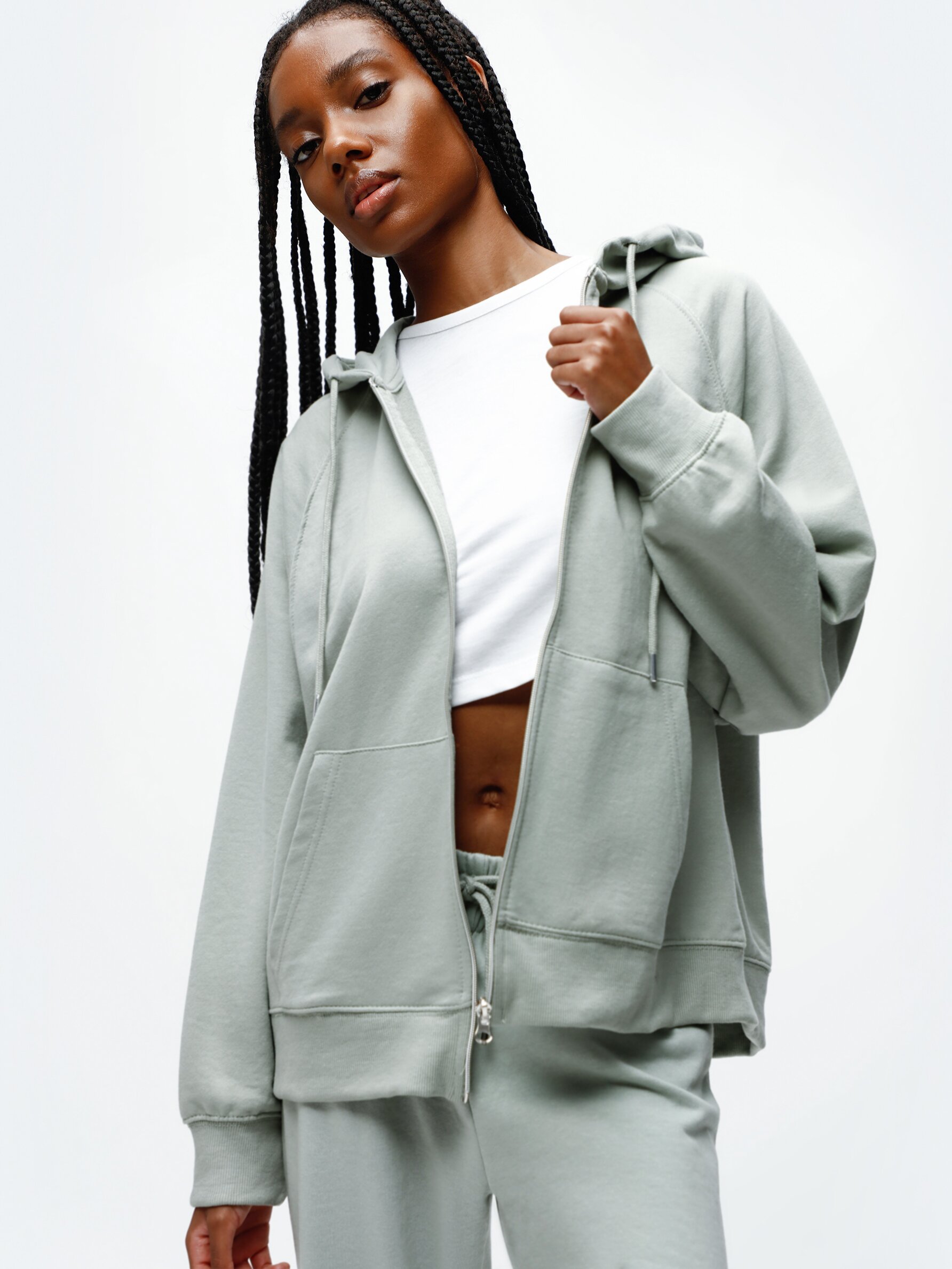 Sweatshirt jacket with zip - Hoodies - Sweatshirts - CLOTHING - Woman 