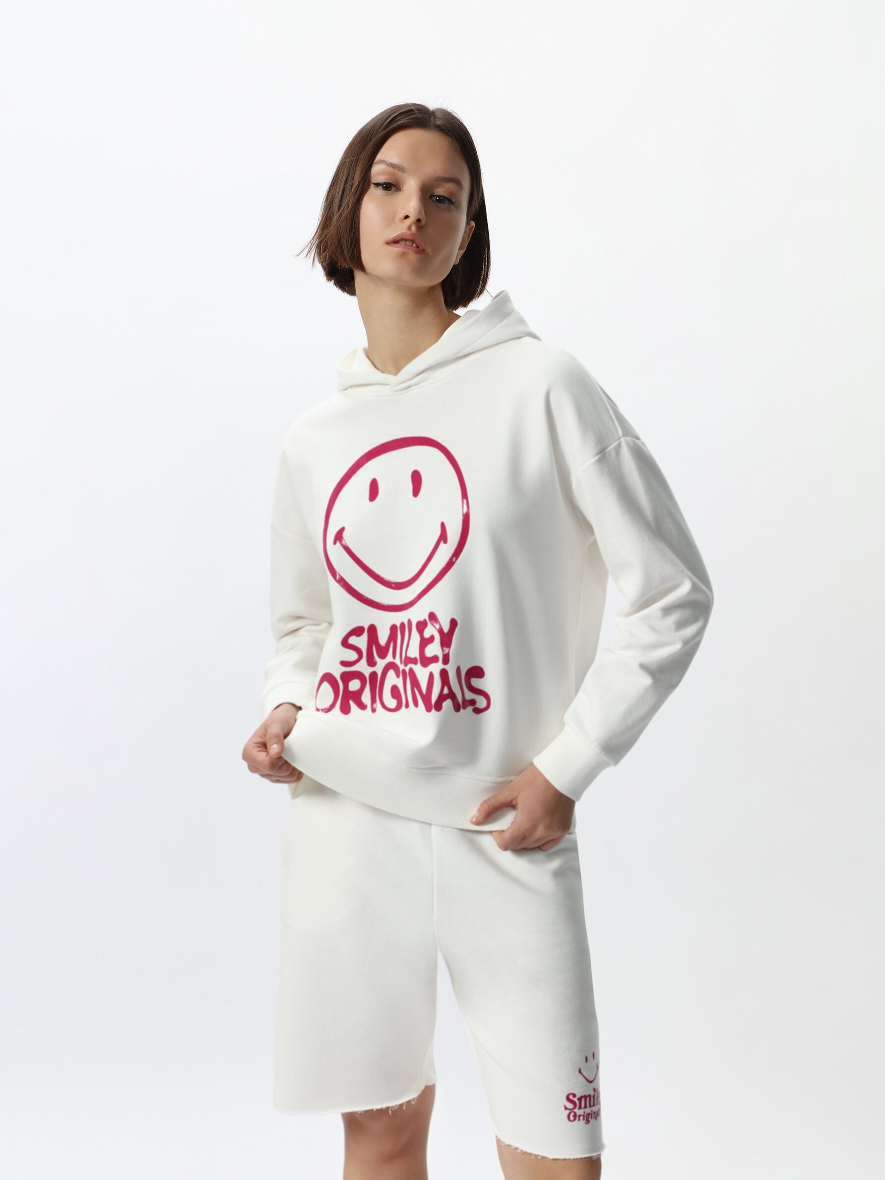 Smiley print hoodie