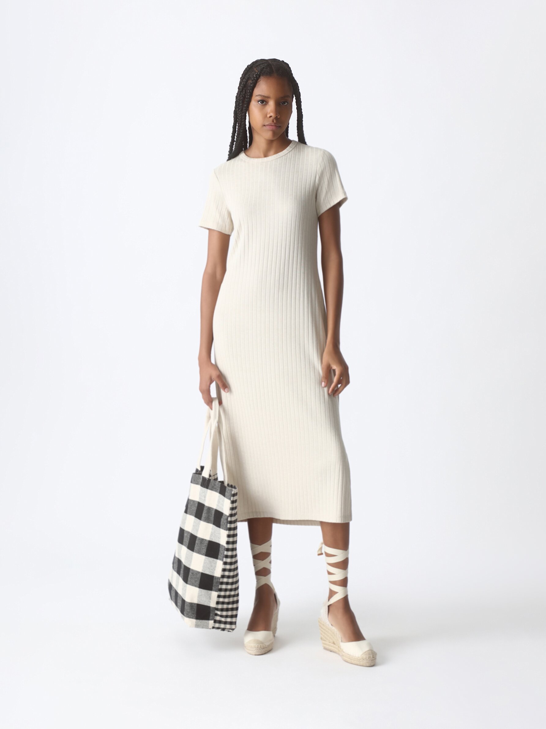 Knit ribbed midi on sale dress