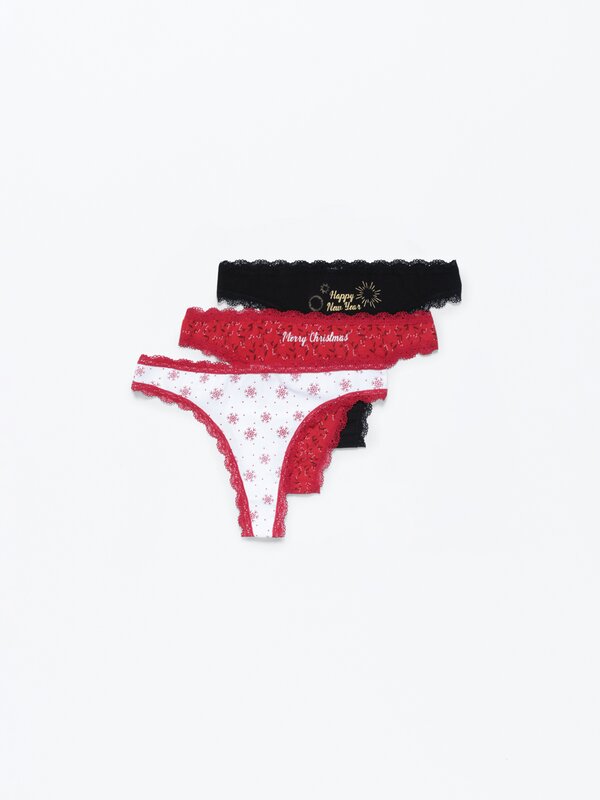 Pack of 3 pairs of Christmas Brazilian briefs