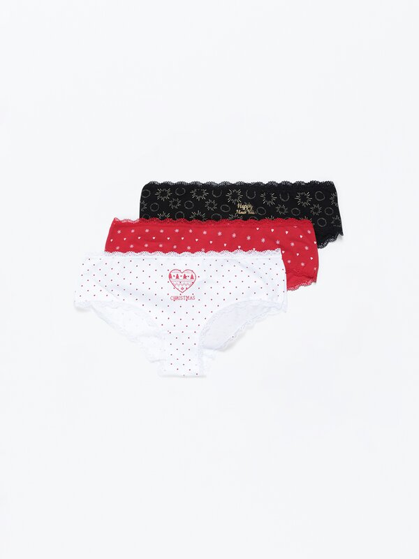 Pack of 3 pairs of Christmas hipster briefs