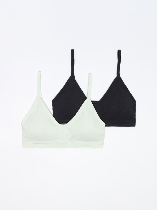 Pack of 2 seamless ribbed bras