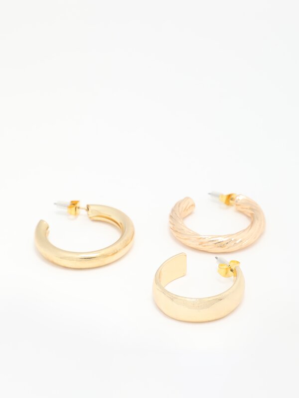 Pack of 3 pairs of hoop earrings