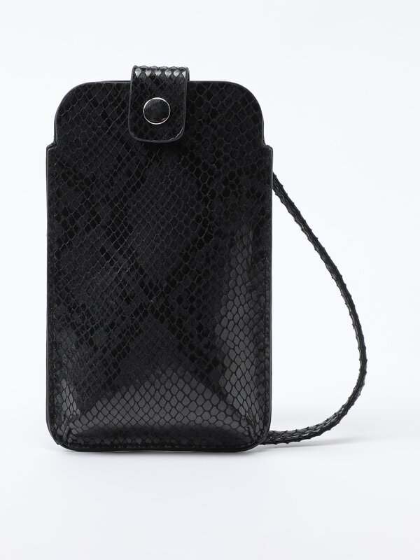 Embossed faux leather mobile phone bag