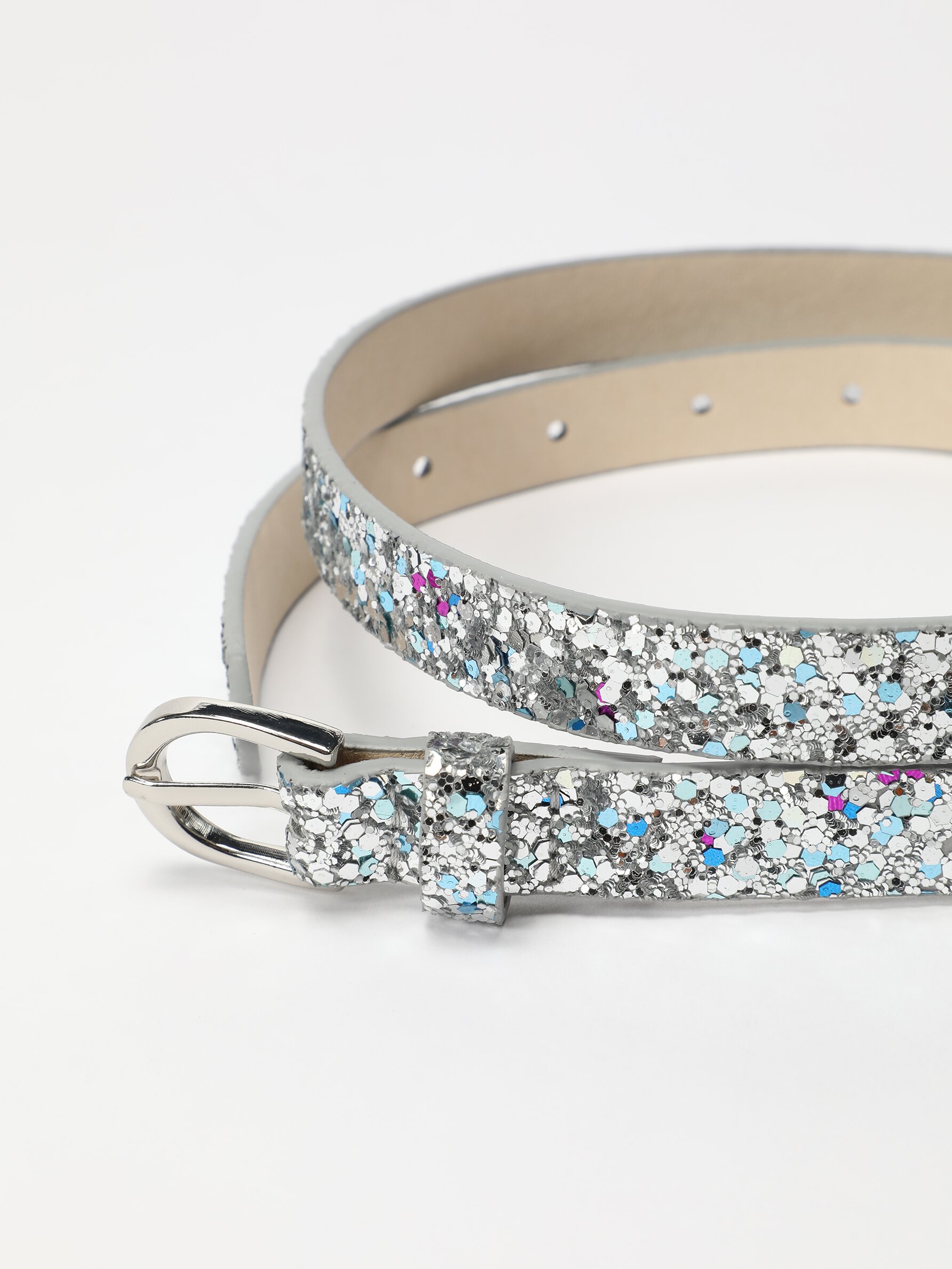 Silver glitter outlet belt