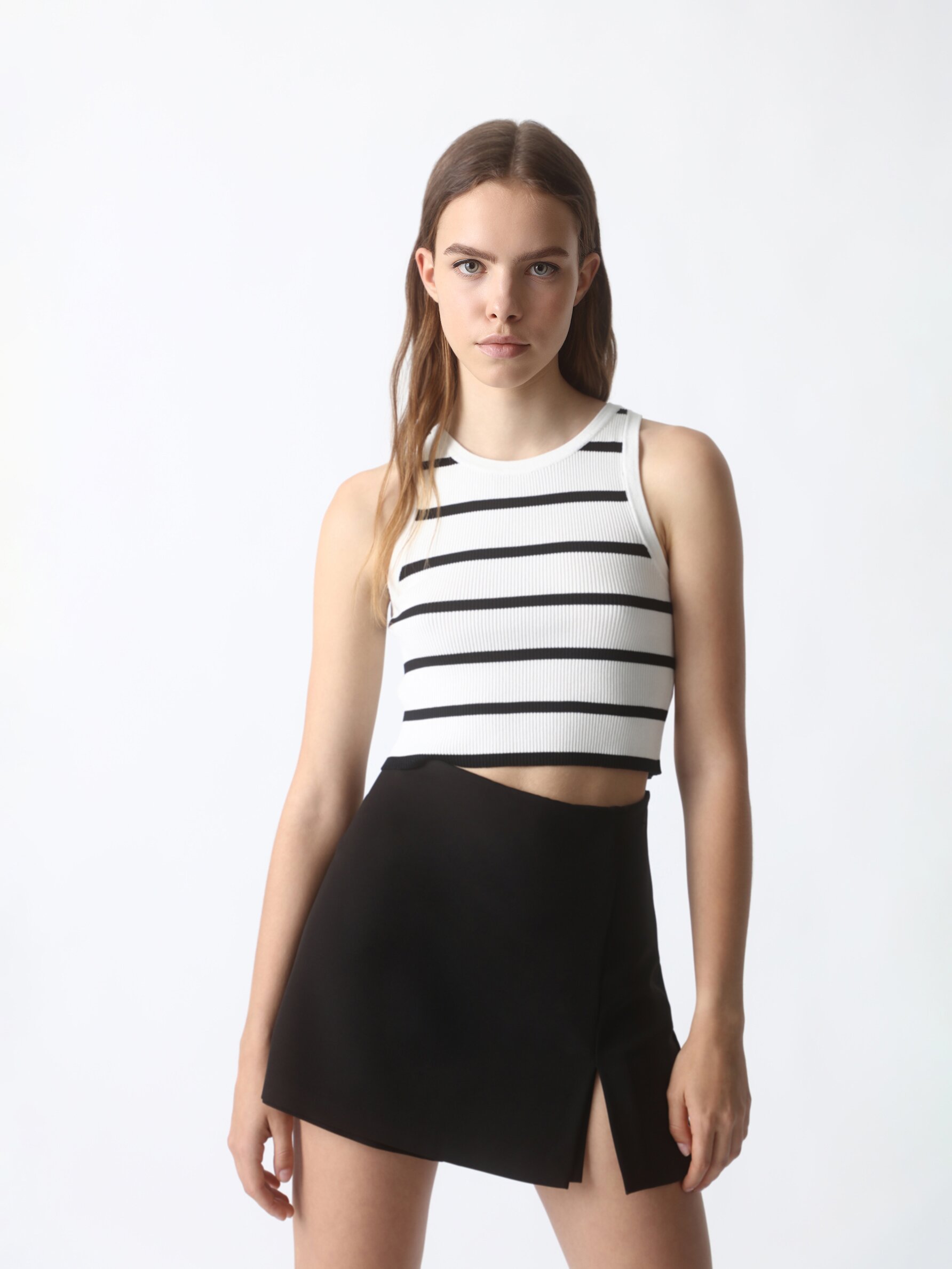 Ribbed crop top Strappy tops T shirts CLOTHING Woman