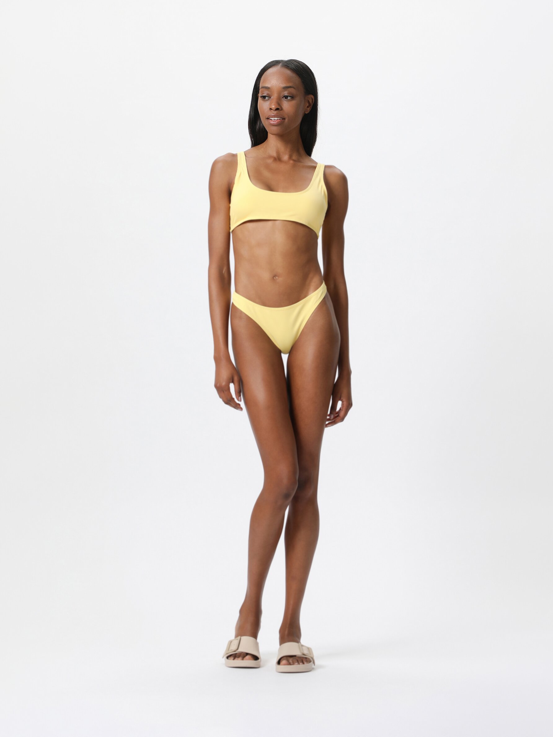 Yellow ribbed hot sale bikini top