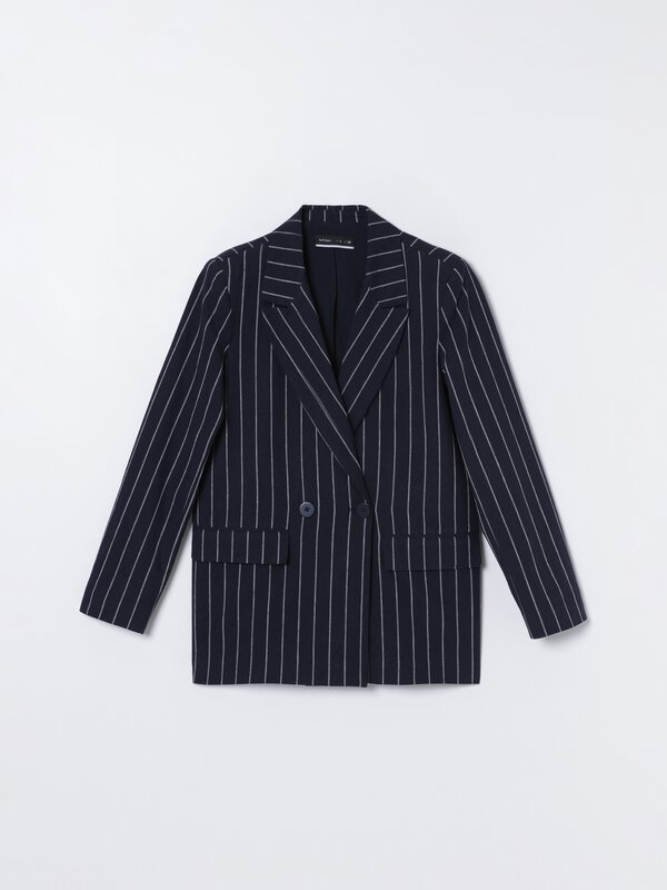 Striped blazer with a lapel collar