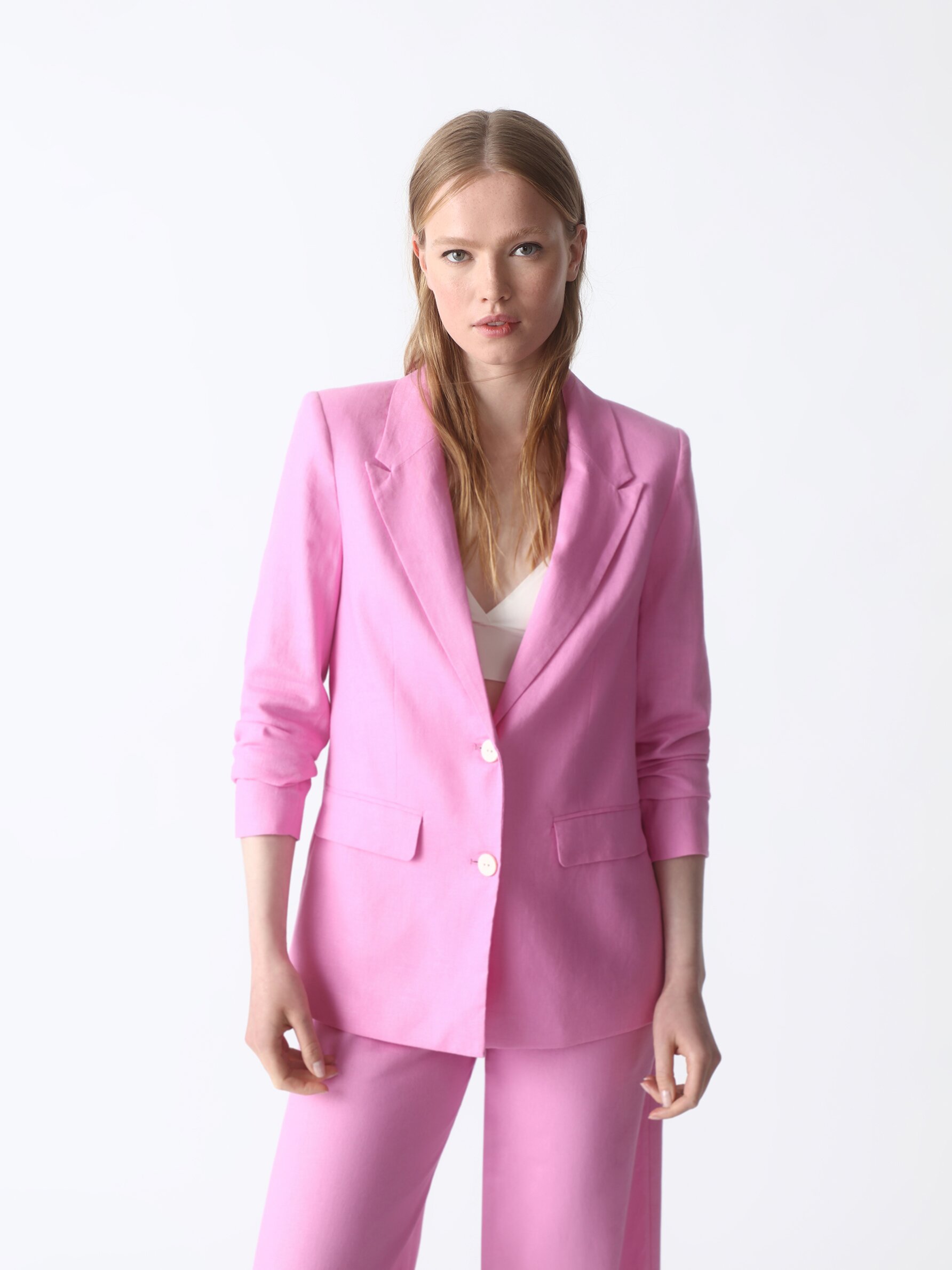 En detalle Sotavento aparato Rustic linen blazer - Blazers - CLOTHING - Woman - | Lefties Andorra