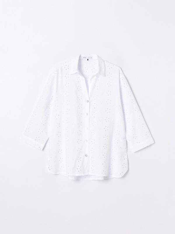 Swiss-embroidered shirt