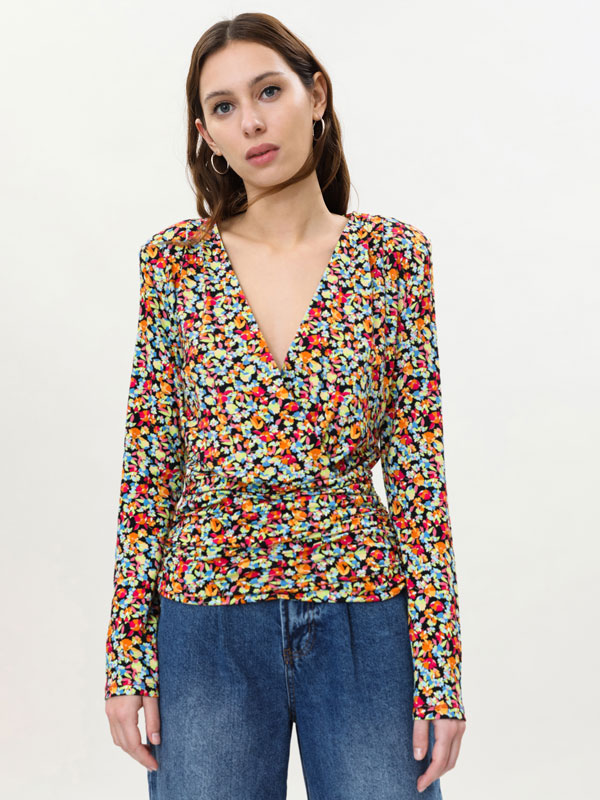 Blouse with gathered hem Printed Shirts Shirts CLOTHING