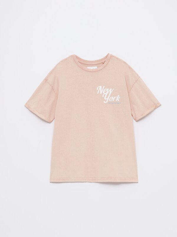 Faded-effect T-shirt with print