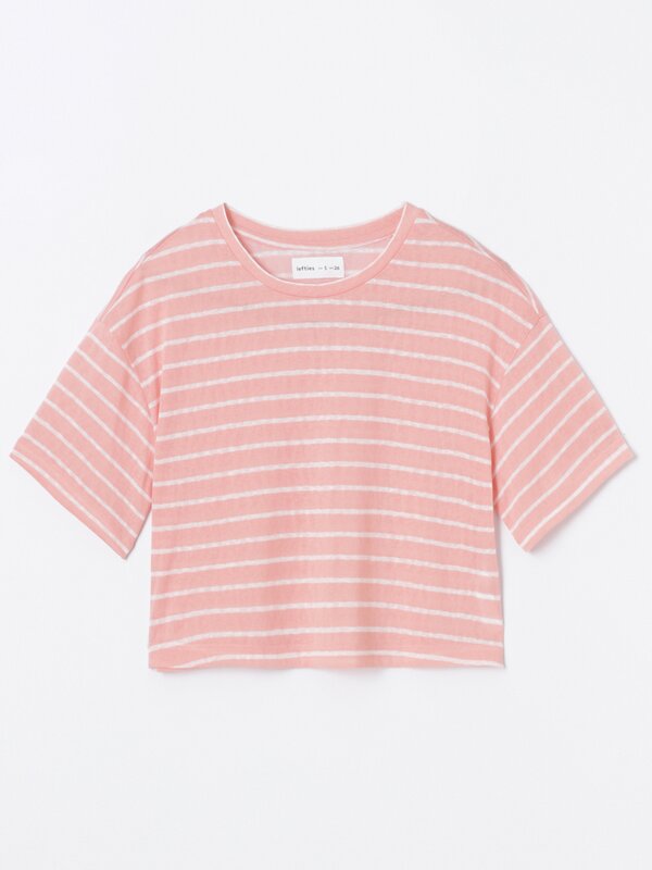 Linen-effect cropped T-shirt