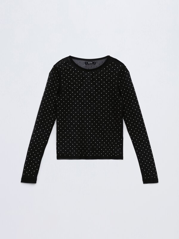 Long sleeve T-shirt with shiny details