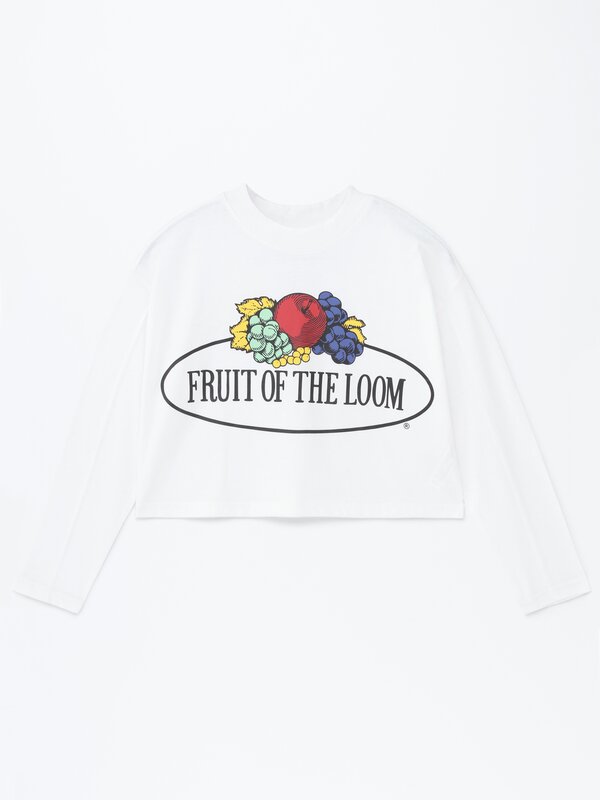 Fruit of the loom long sleeve crew neck 2025 cropped sweatshirt