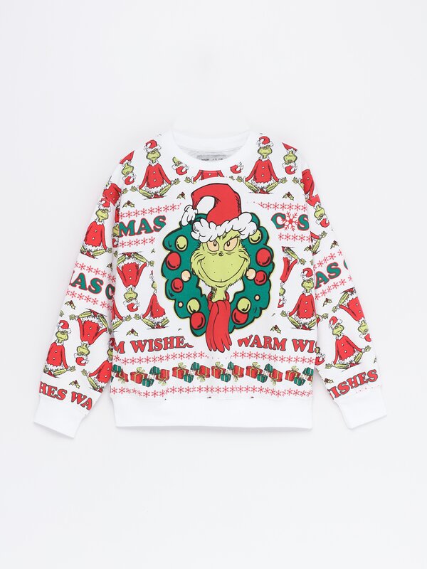 Yılbaşı temalı Grinch  desenli sweatshirt
