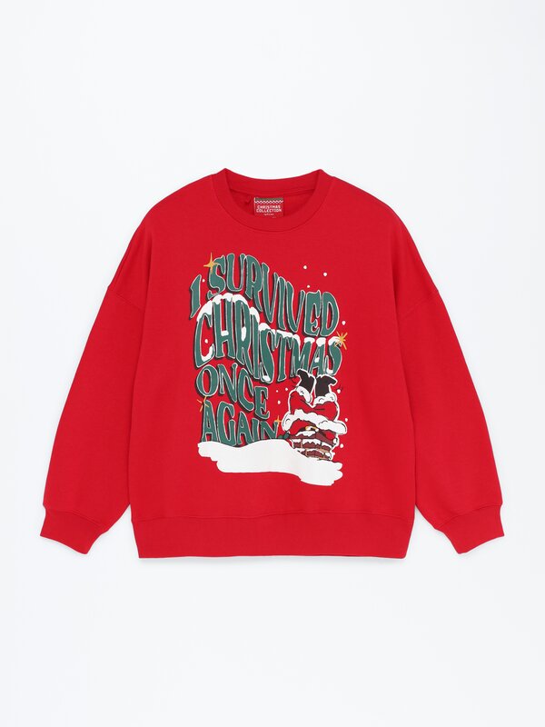 Kadın | Noel Baba tasarımlı aile sweatshirt